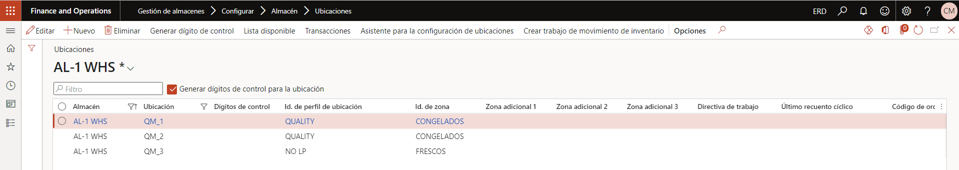 ERD - Control de calidad feature - D365 SCM - 6 ERD - Control de calidad feature - D365 SCM - Ubicaciones